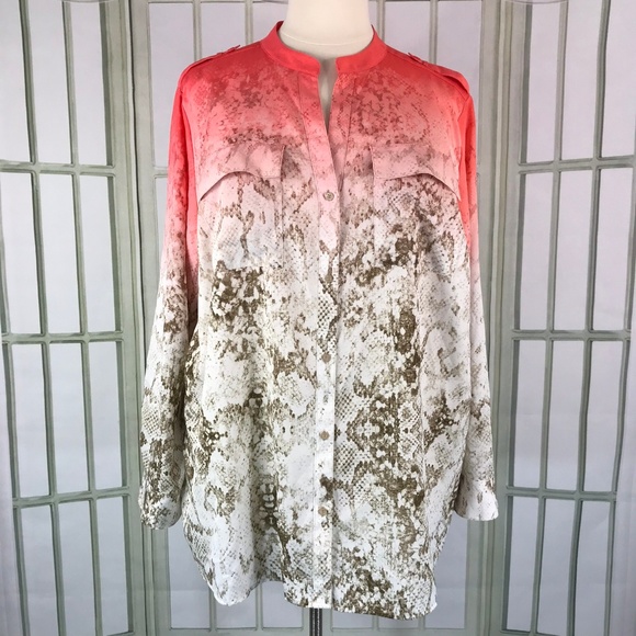Calvin Klein Tops - Calvin Klein Womens Blouse Button Front Mock Neck